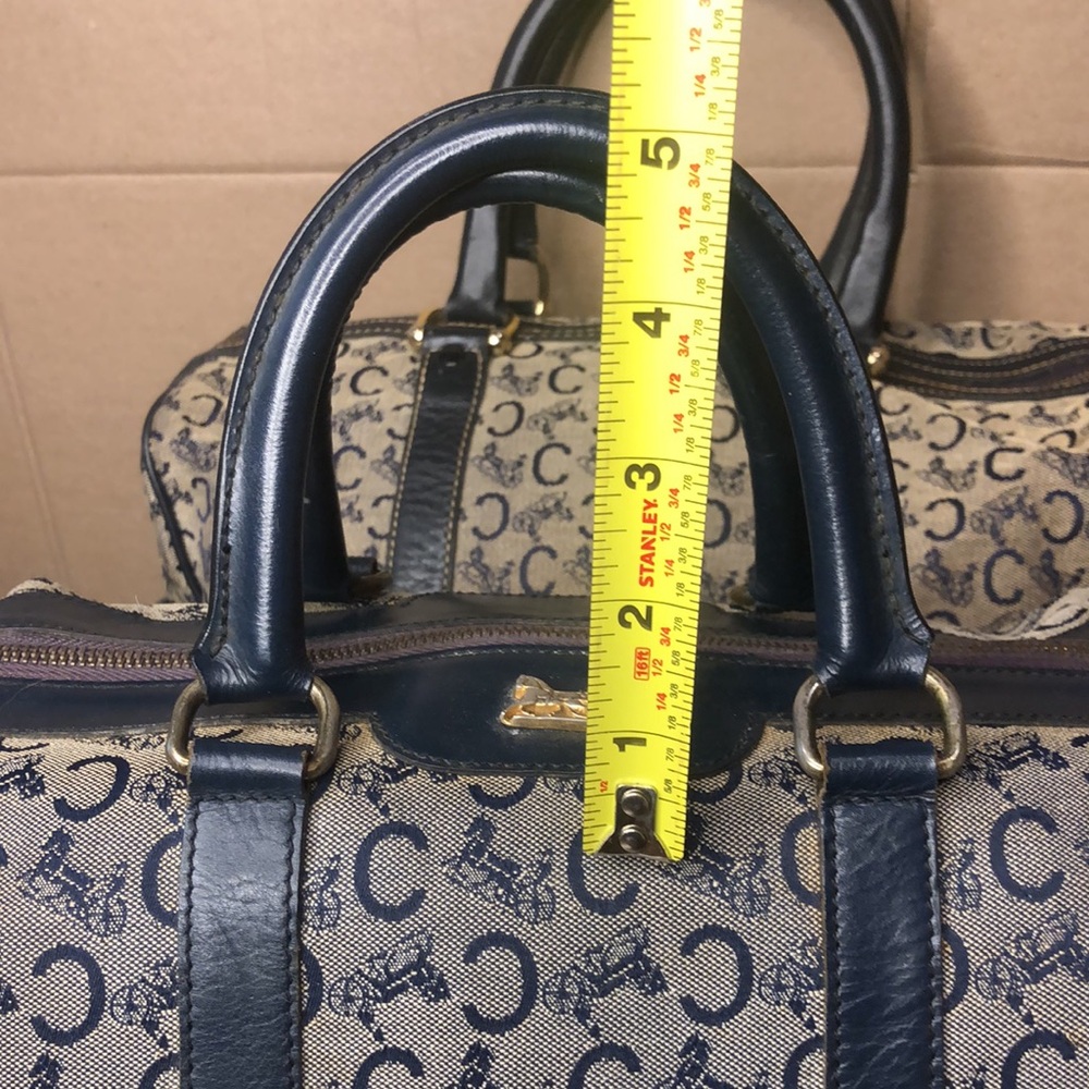 CELINE Navy Blue and Grey Monogram Boston Carry On Overnight Travel Bag 30cm - Picture 8 of 17